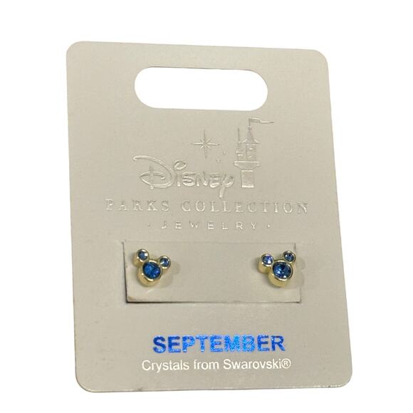 Swarovski Gold Mickey September Birthstone Earrings - Picture 1 of 1